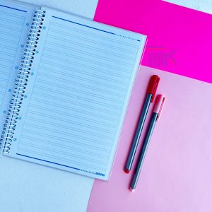 دفتر 2 خط سیمی 60 برگ جلد شده مدل پاستلی طرح 103 | دفتر زبان 2 خط