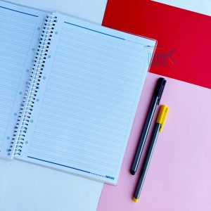 دفتر 2 خط سیمی 60 برگ جلد شده مدل پاستلی طرح 104 | دفتر زبان 2 خط